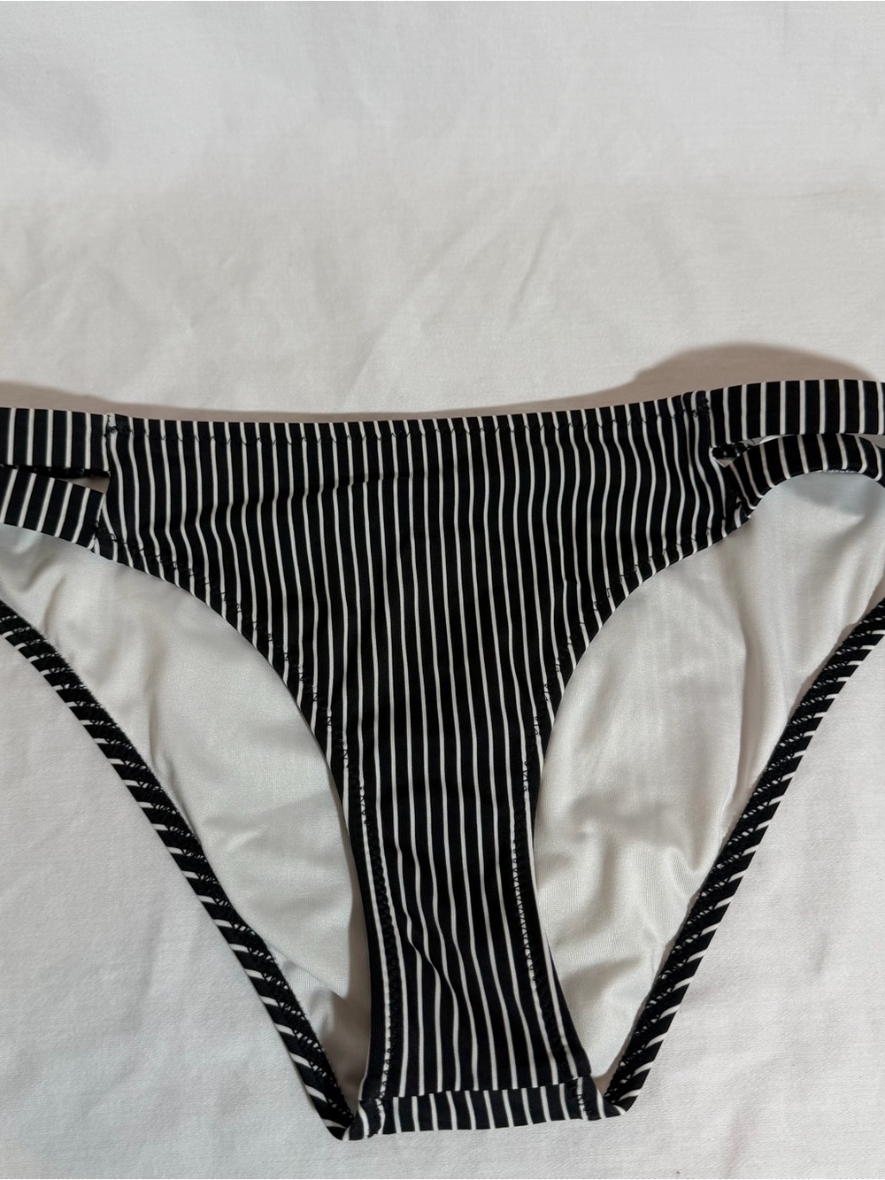 Shade & Shore Black and White Striped Bikini Bottom